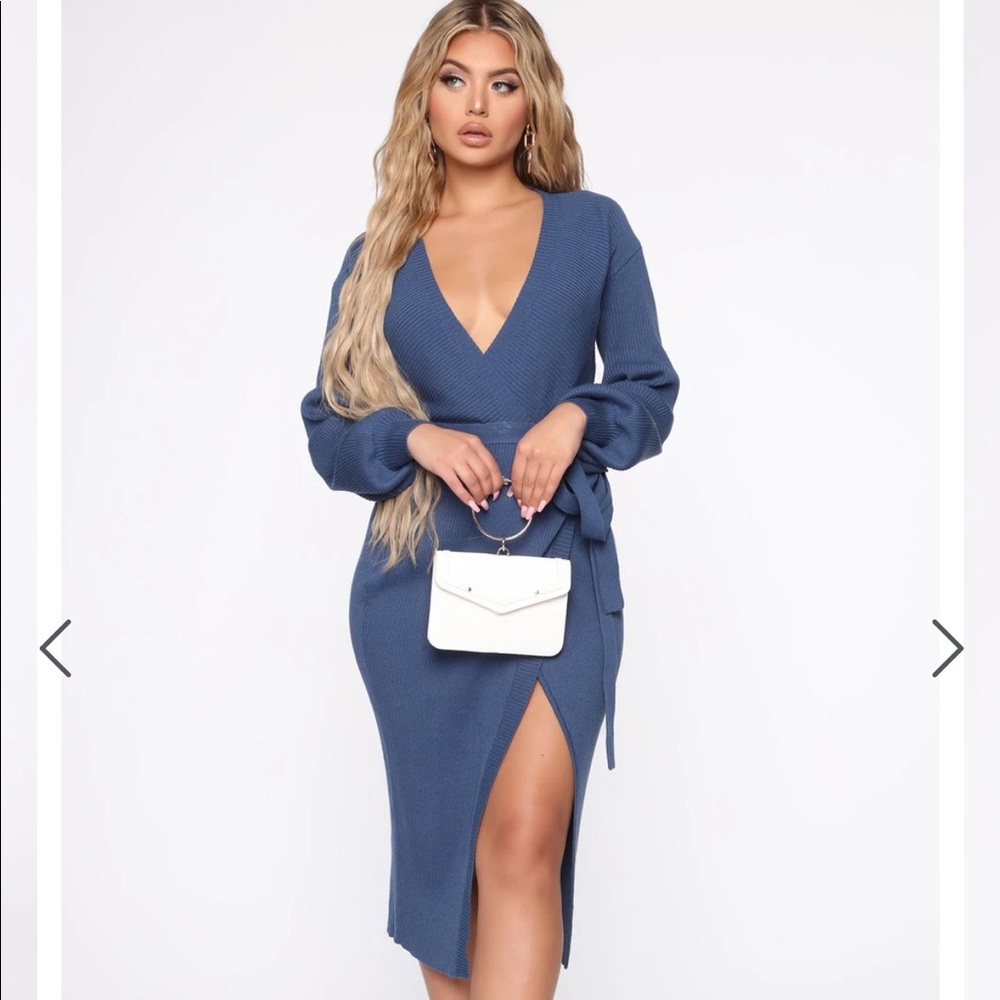 Fashion nova blue wrap set